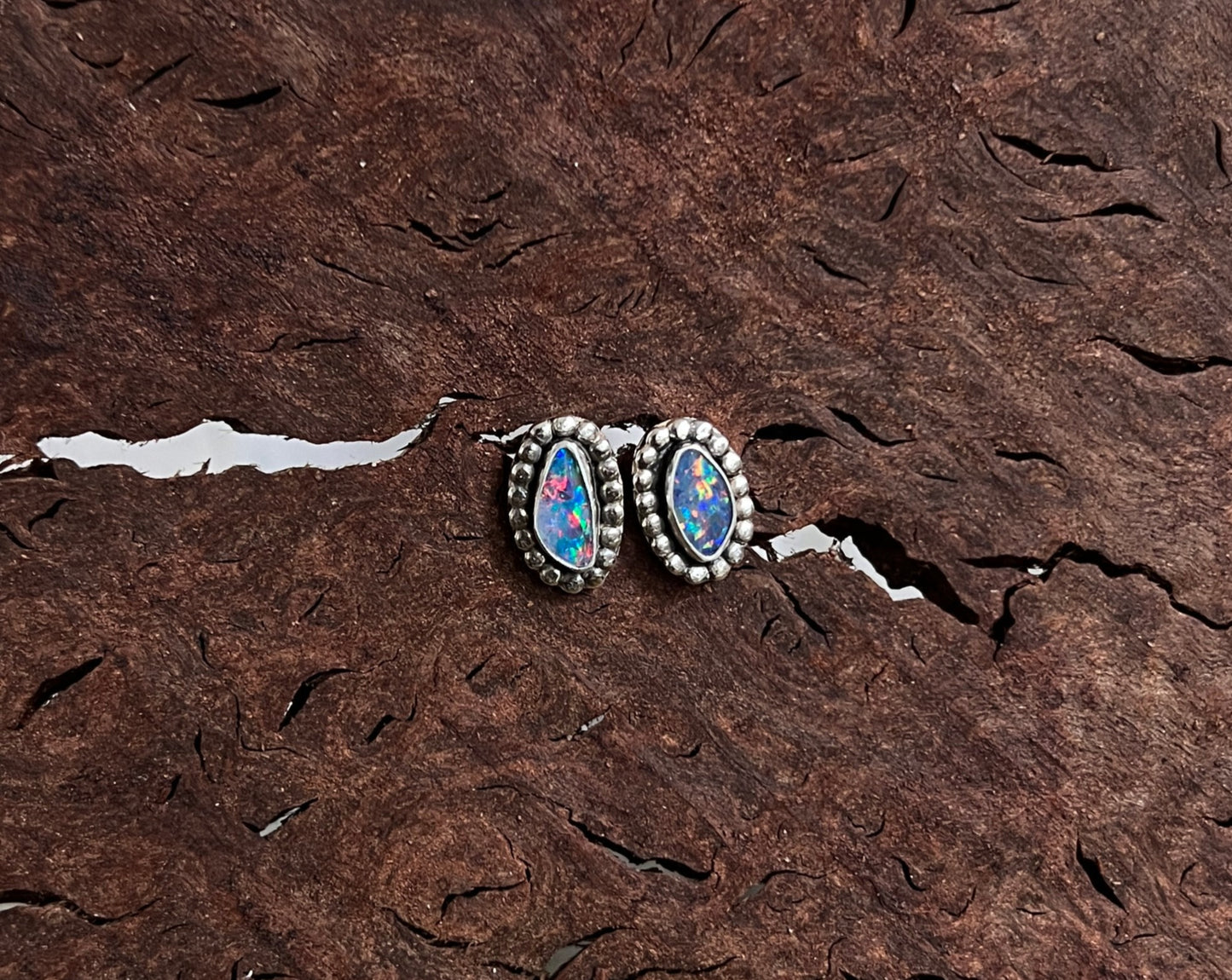 Beaded Opal Studs