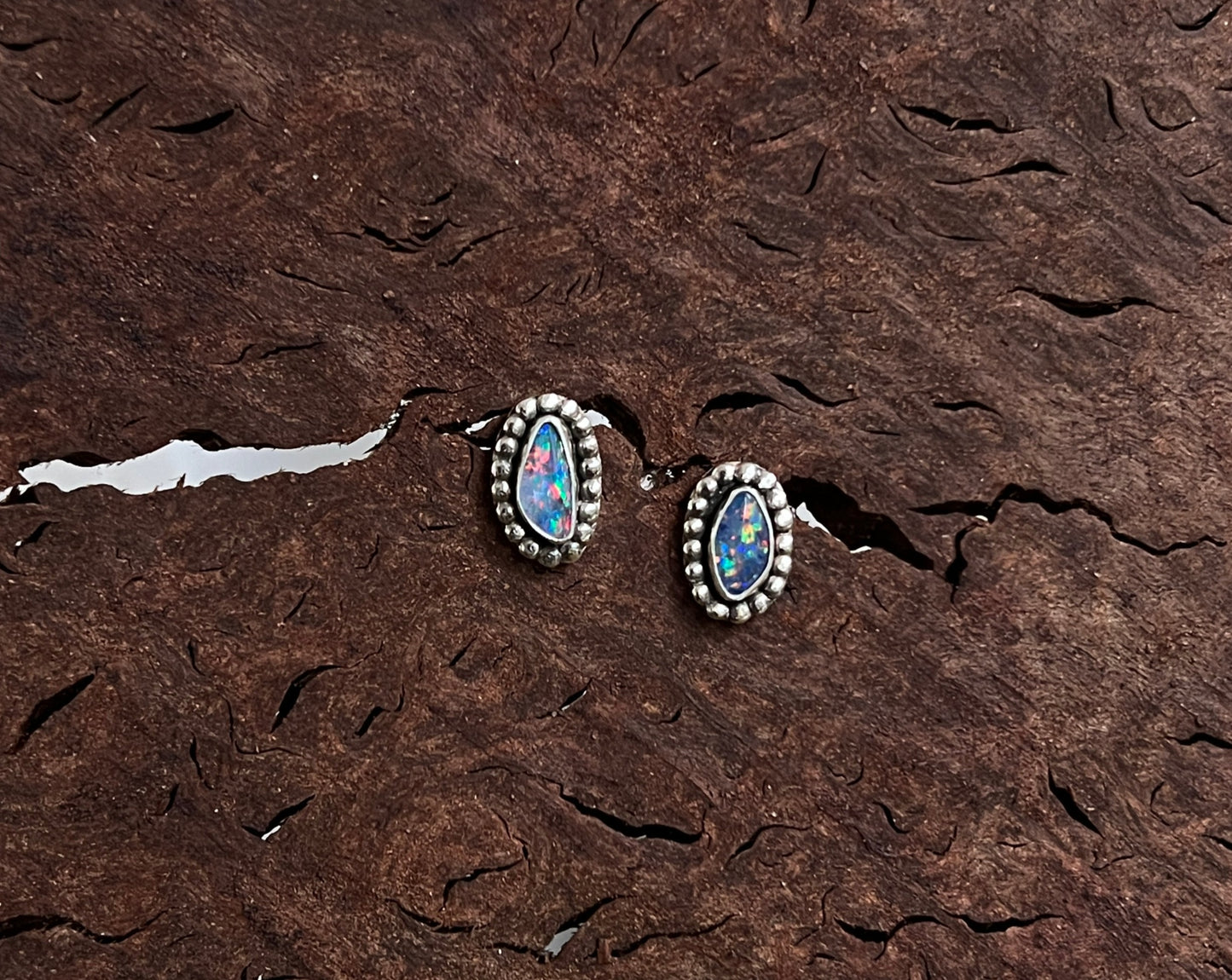 Beaded Opal Studs