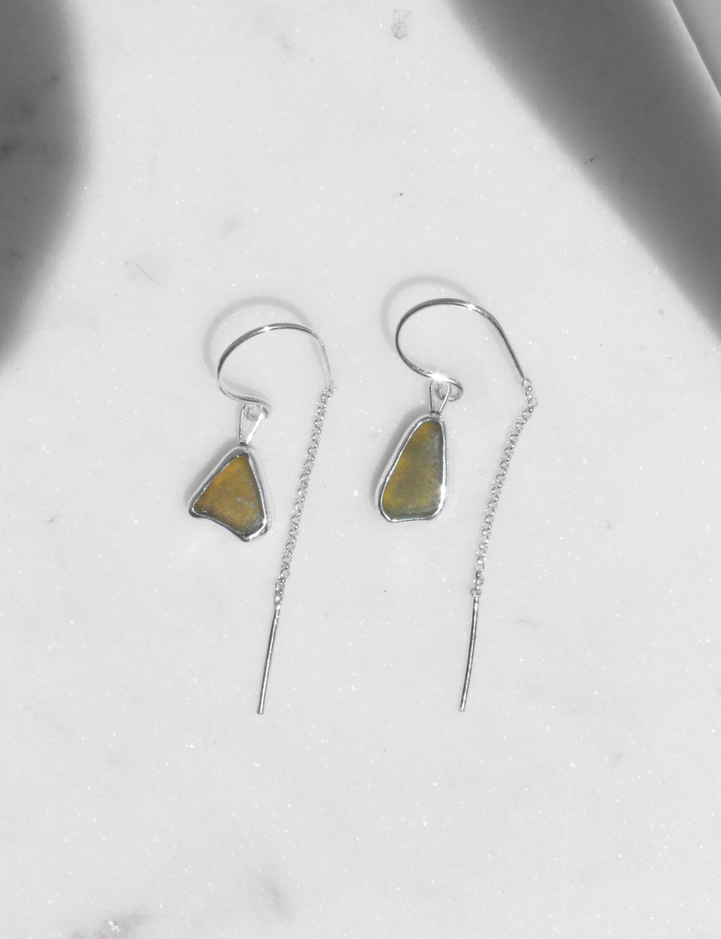 Sea Glass Threader Earrings