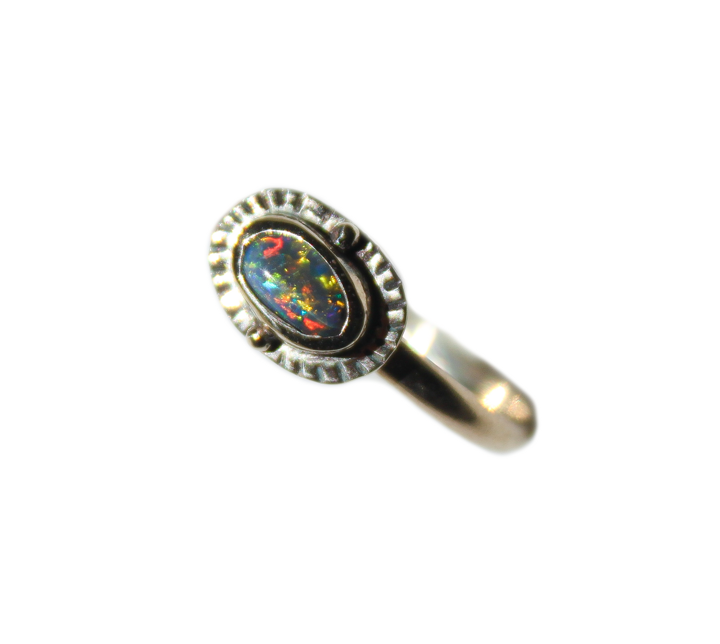9ct Gold & Opal Sunburst Ring {sz.8}