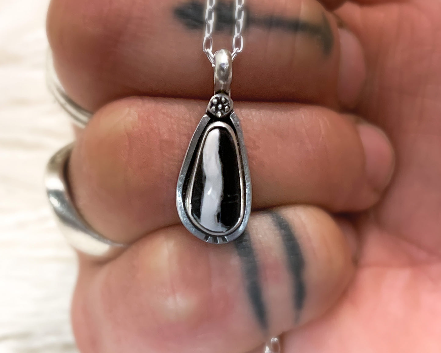 White Buffalo Teardrop Necklace
