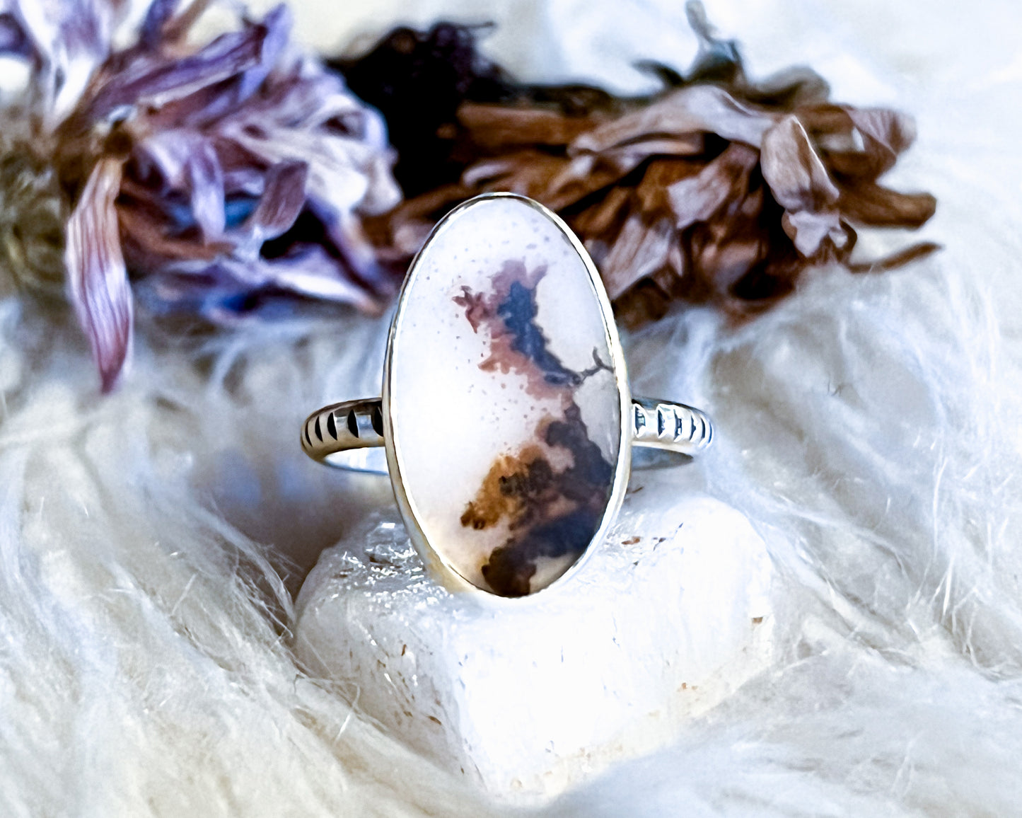 Dendritic Agate Ring No. 6 {sz.8}