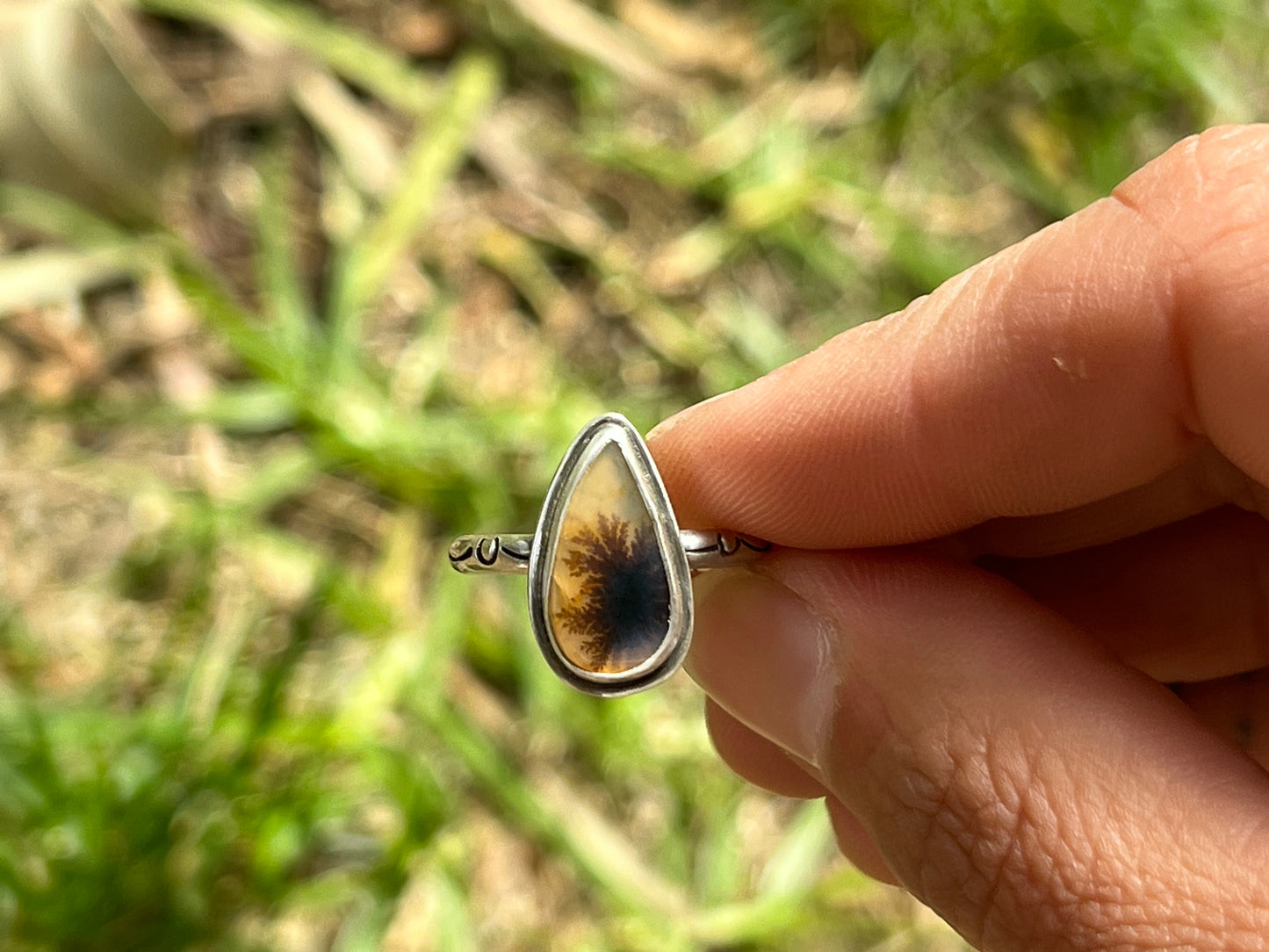 Dendritic Agate Ring No. 2 {sz.8}