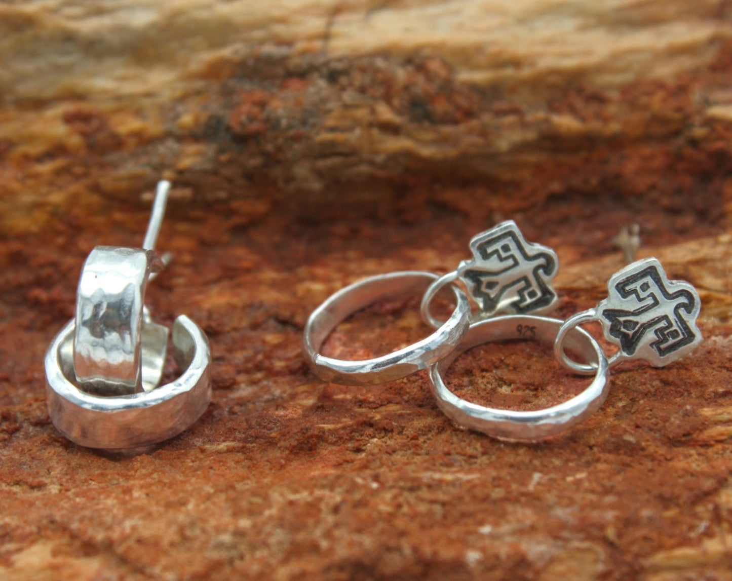 Mini Hammered Stud Hoops