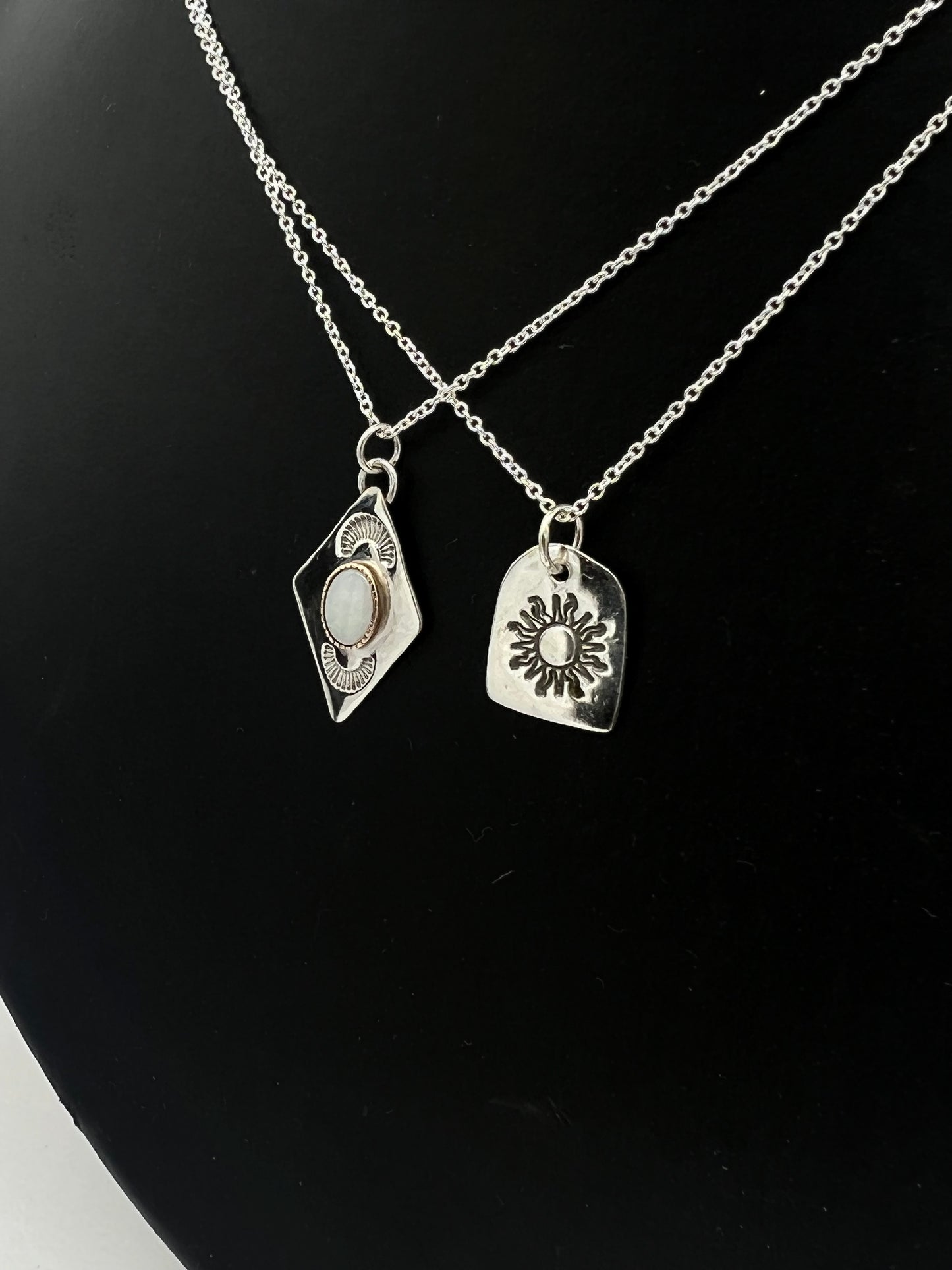 9ct Gold and Silver Opal Necklace