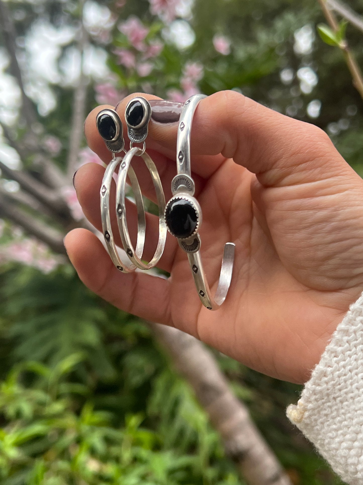 Onyx Hoop Earrings