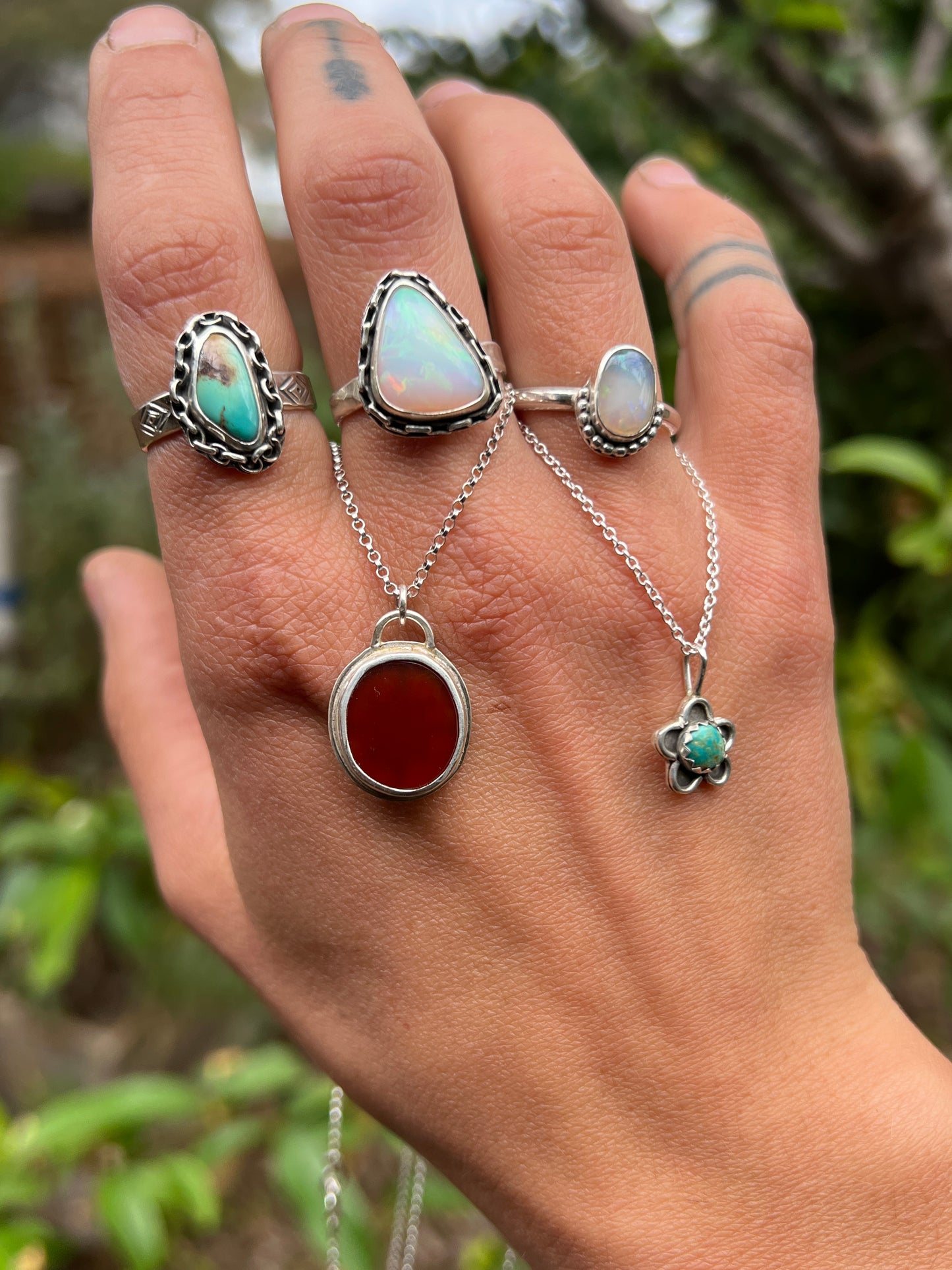 Turquoise Chainlink Ring {sz.7.25-7.5}