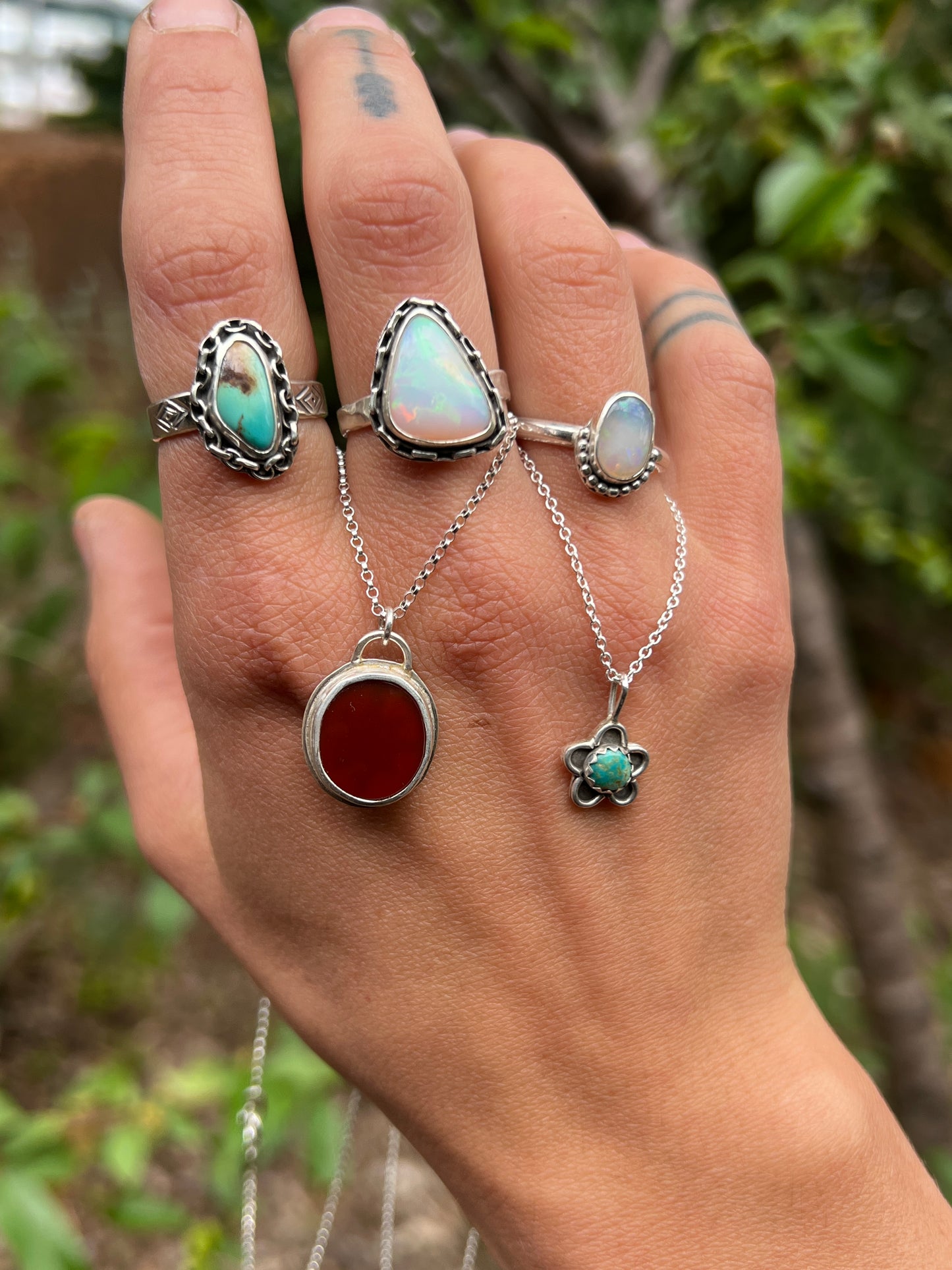 Opal Chainlink Ring {sz.7.75-8}