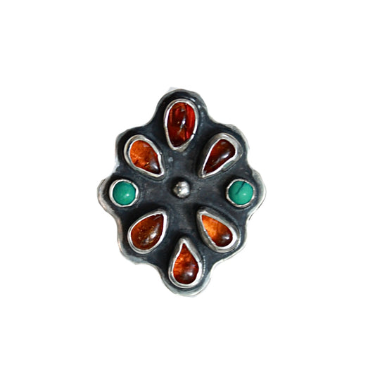Amber & Turquoise Ring {sz.8.75}