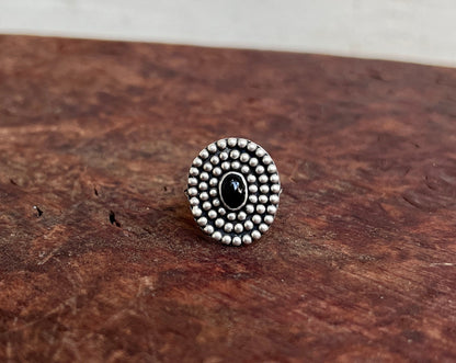 Beaded Onyx Ring {sz.7.25}