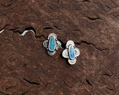 Stamped Opal Studs