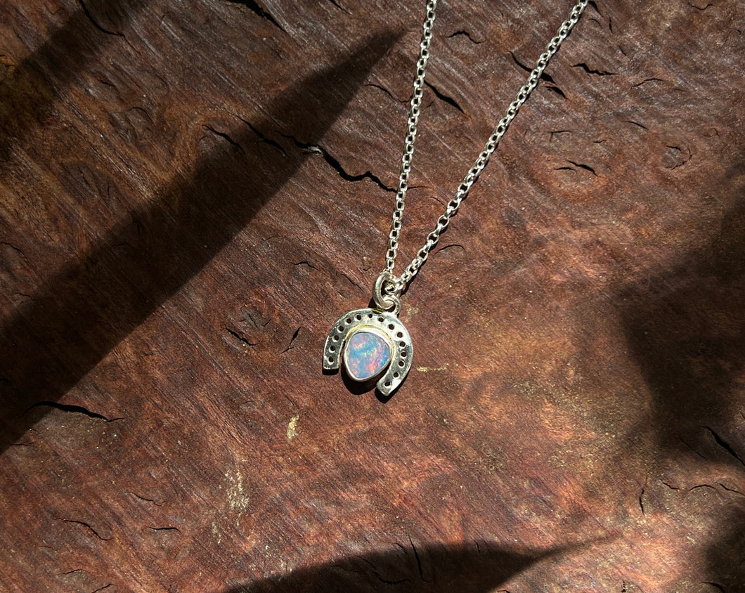Lucky Horseshoe Opal Necklace