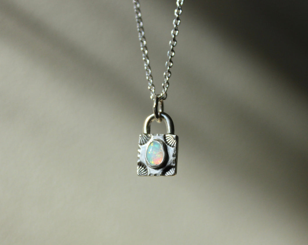 Opal Padlock Necklace