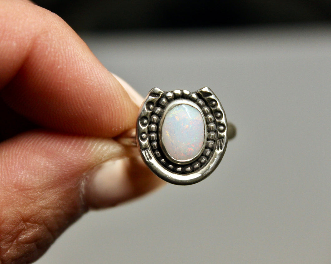 Opal Horseshoe Ring {sz.7.5}