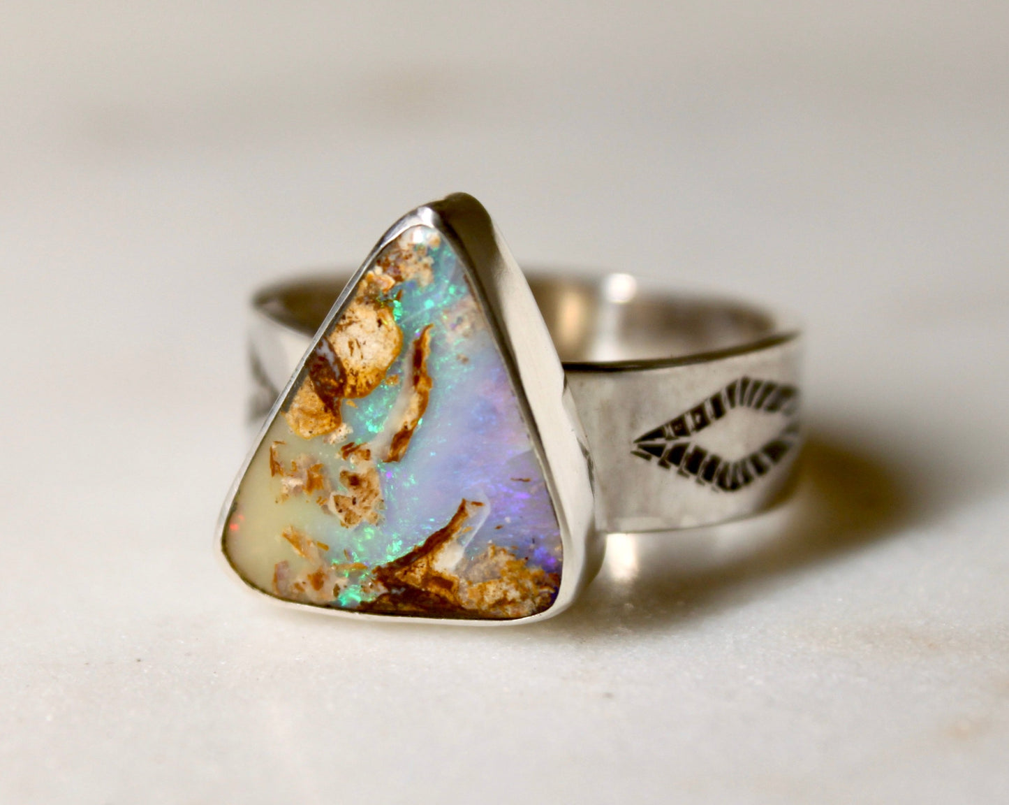 Pipe Opal Wide Band Ring {sz.8.25}