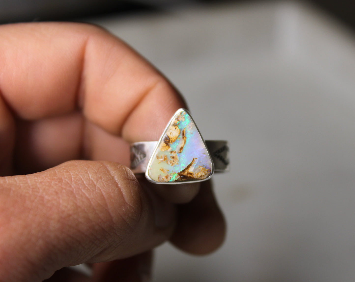 Pipe Opal Wide Band Ring {sz.8.25}