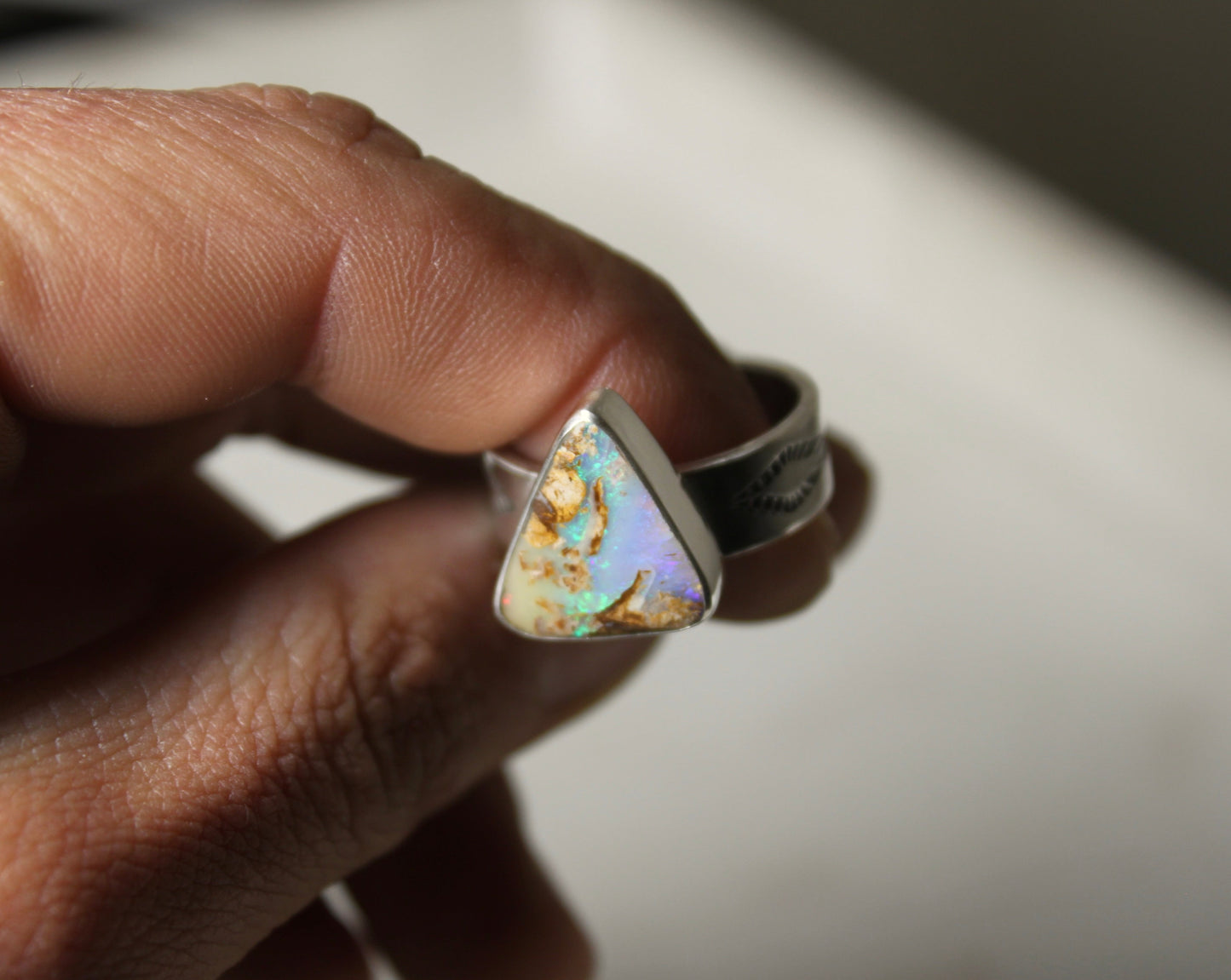 Pipe Opal Wide Band Ring {sz.8.25}