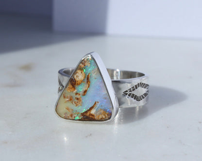 Pipe Opal Wide Band Ring {sz.8.25}