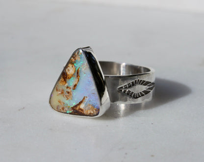 Pipe Opal Wide Band Ring {sz.8.25}