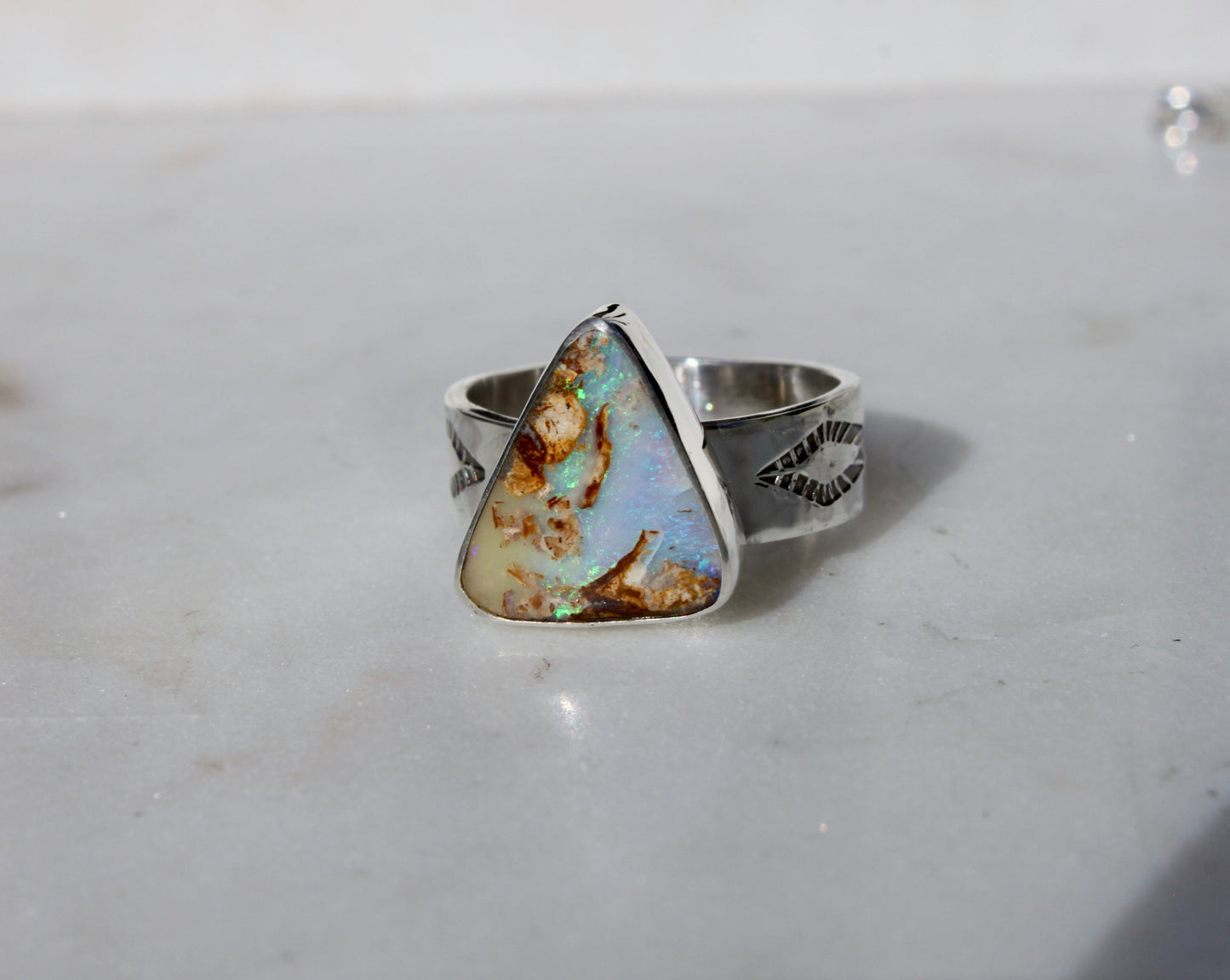 Pipe Opal Wide Band Ring {sz.8.25}