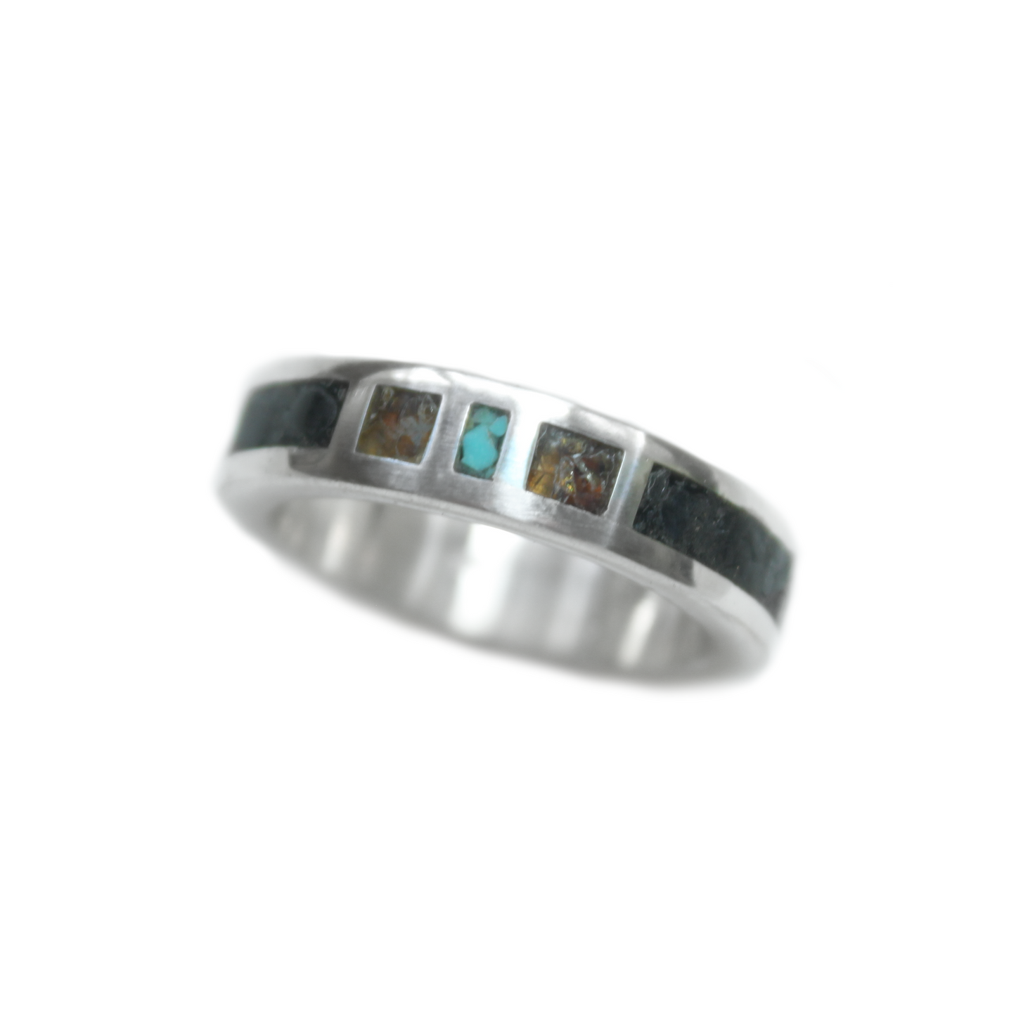 Tourmaline, Turquoise & Amber Inlay Ring {sz.9.75}