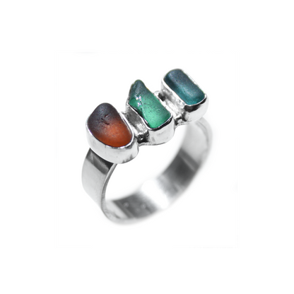 Triple Sea Glass Ring {sz.8.5}