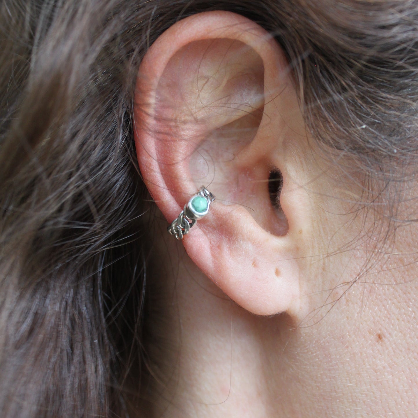 Chain & Turquoise Ear Cuff