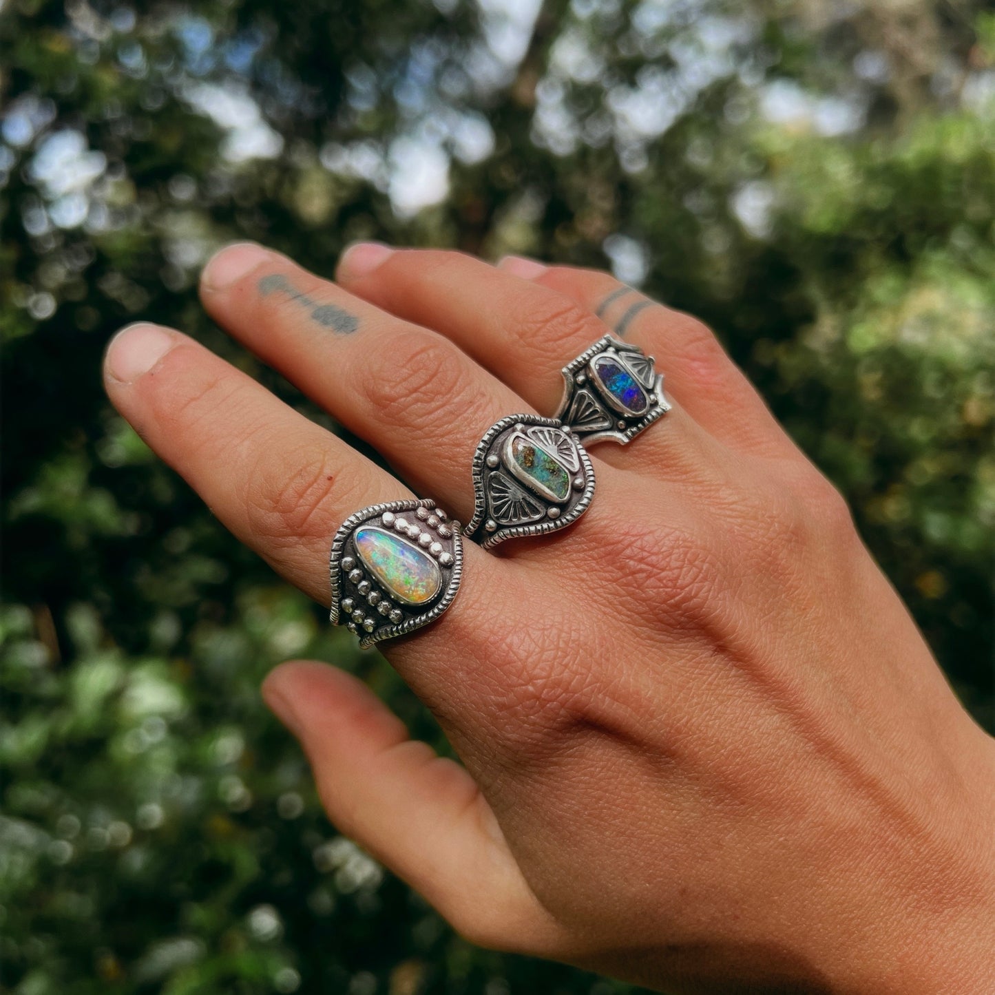 Boulder Opal Saddle Ring {sz.9.75}