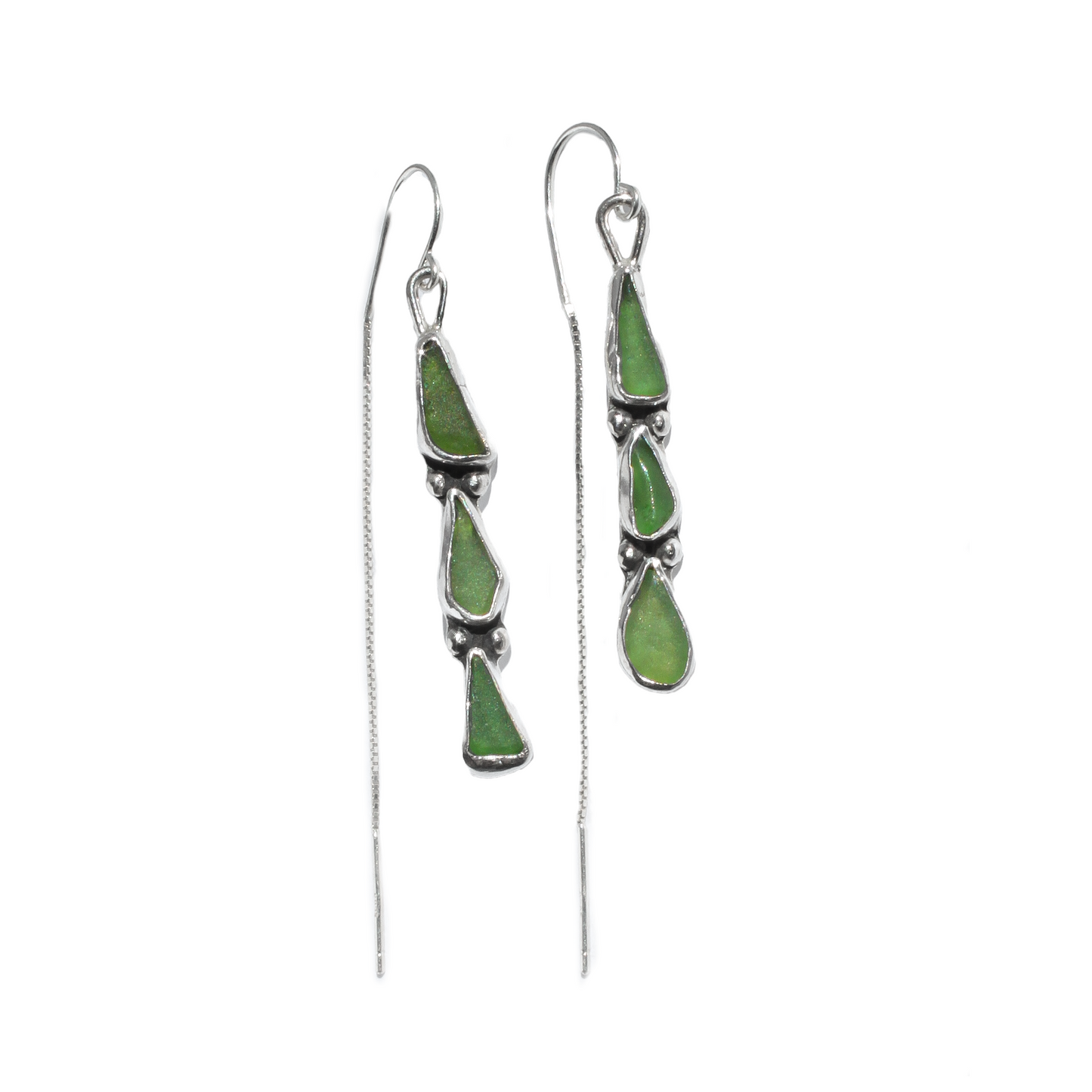 Sea Glass Threader Earrings