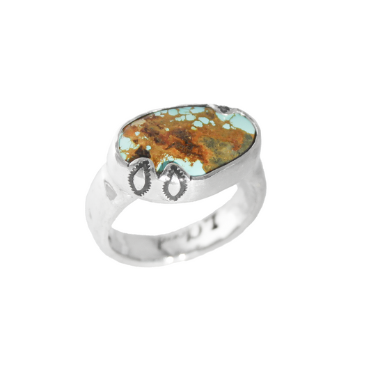Chunky Turquoise Signet Ring {sz.7.25}