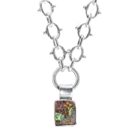 Opal Anchor Chain Necklace