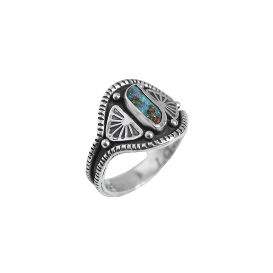 Boulder Opal Saddle Ring {sz.9.75}