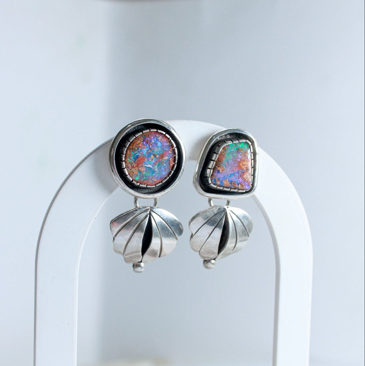 Pipe Opal Stud Earrings