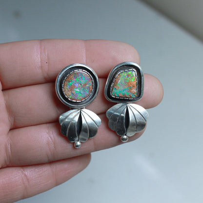Pipe Opal Stud Earrings
