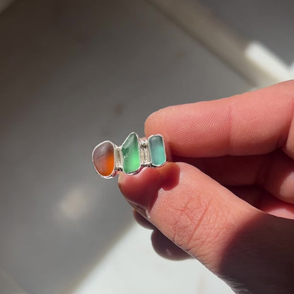 Triple Sea Glass Ring {sz.8.5}