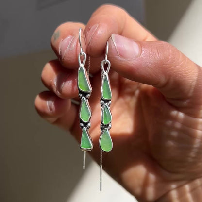 Sea Glass Threader Earrings