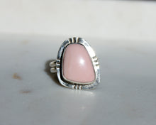 Load image into Gallery viewer, Large Pink Opal Stamped Ring {sz.9.75}
