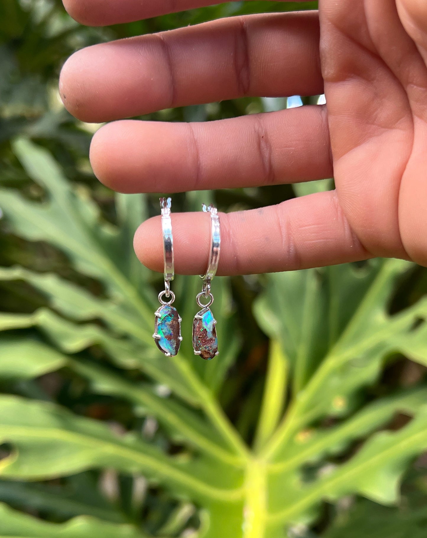 Boulder Opal Hoops