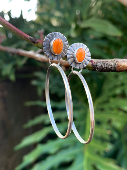 Spiny Oyster Stud+Hoop Earrings