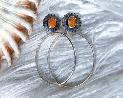 Spiny Oyster Stud+Hoop Earrings