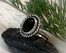 Load image into Gallery viewer, Stamped Onyx Ring {sz 8.75}
