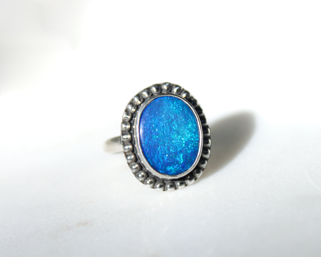 Shimmering Blue Opal Ring {sz.7.5}