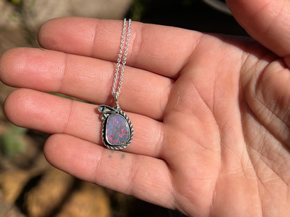 Red Flash Opal Necklace