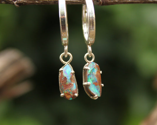 Boulder Opal Hoops