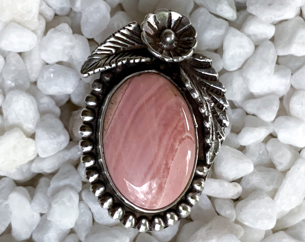 Flowered Pink Opal Ring {sz.7}