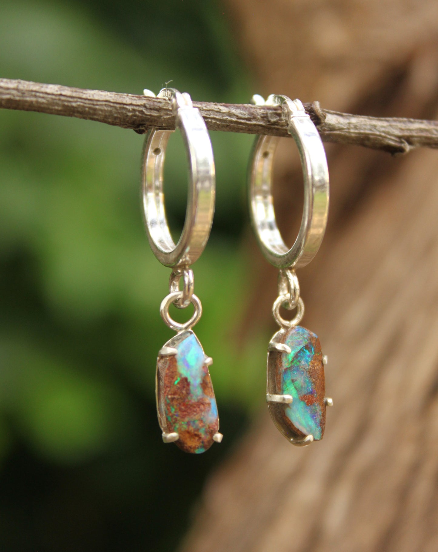 Boulder Opal Hoops