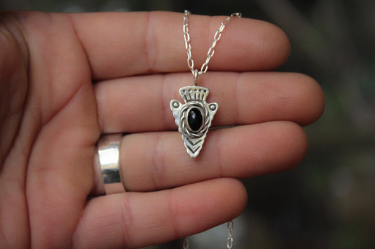 Onyx Arrowhead Necklace