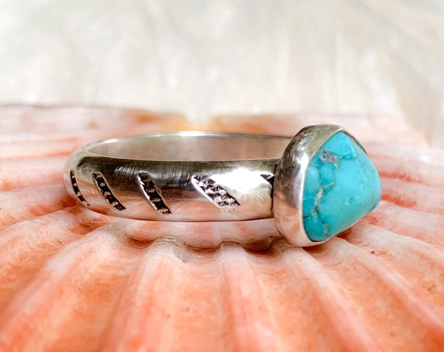 Turquoise Ring w/Stamped Shank {sz.6.75}