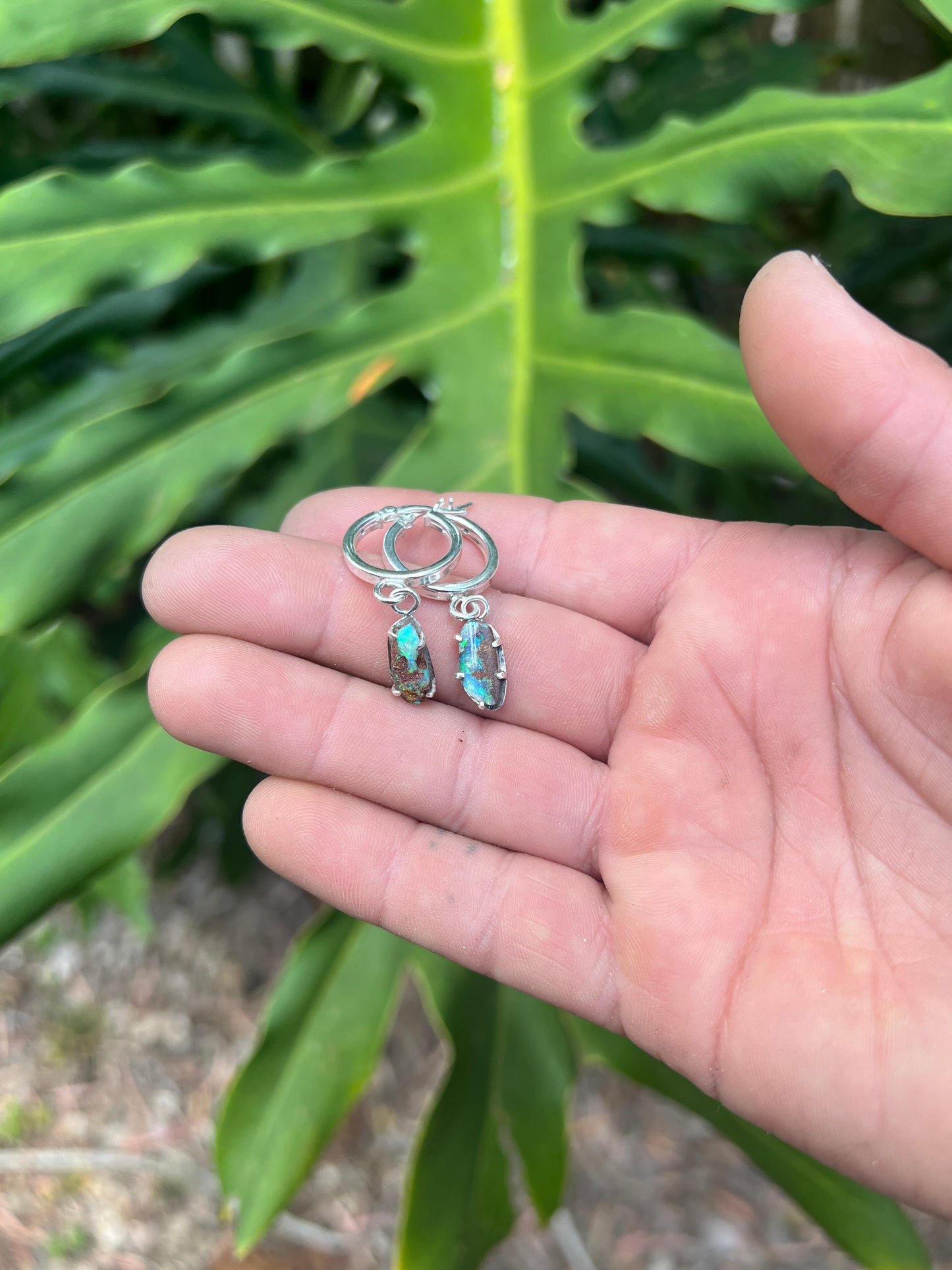 Boulder Opal Hoops