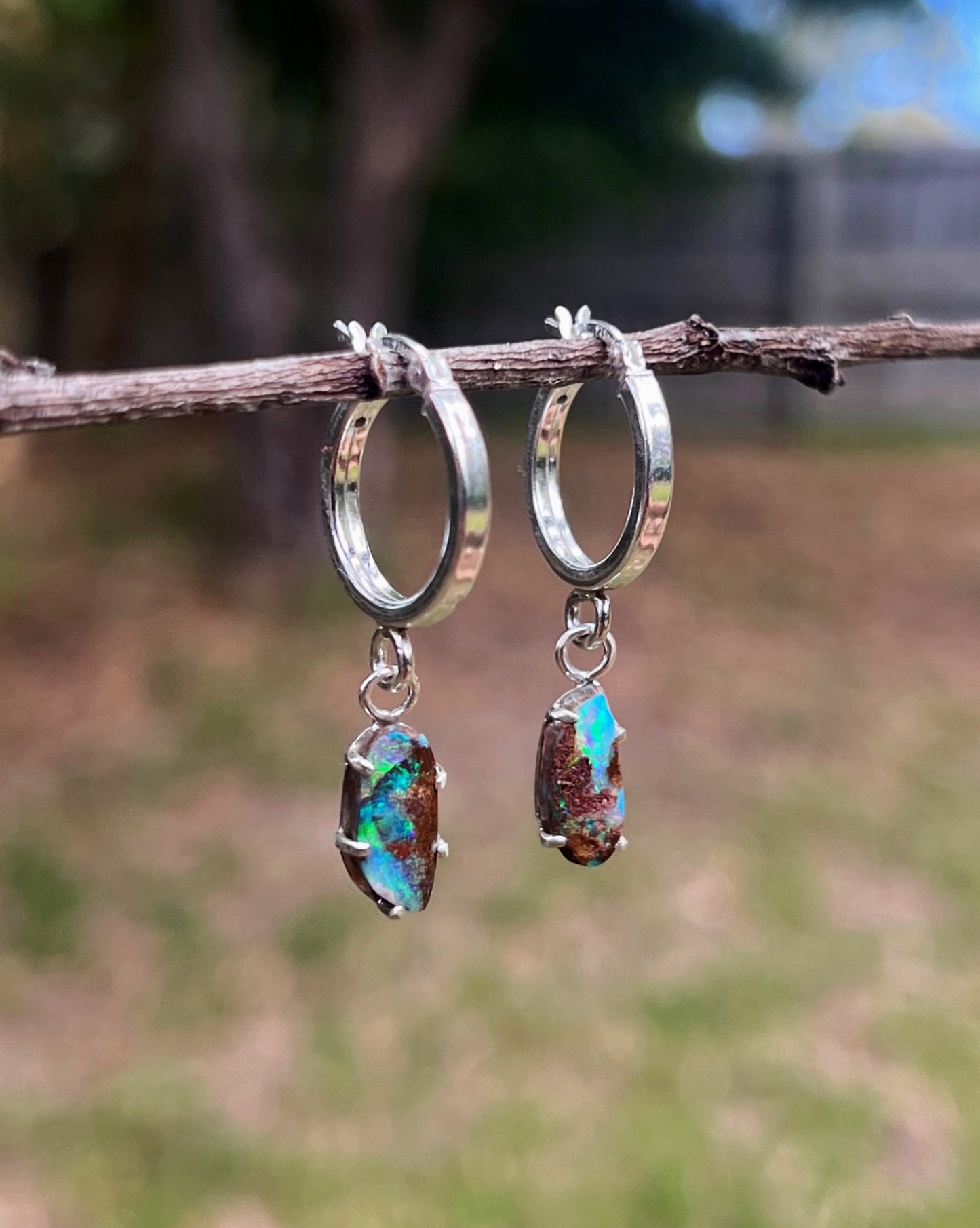 Boulder Opal Hoops